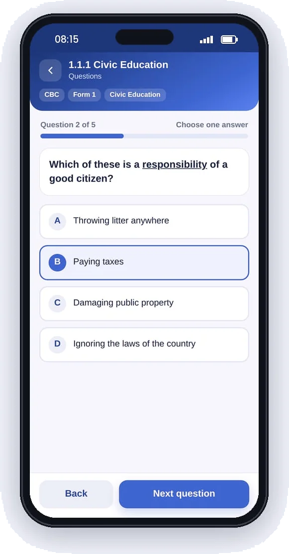 A multiple-choice question